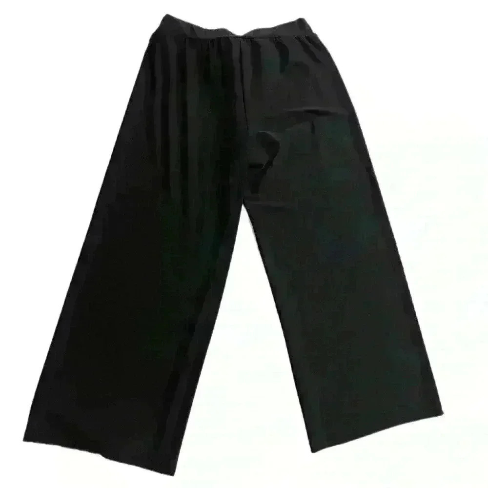 Ashley Blue Women's Black Tie Waist Pull On Wide Leg Pants Size L - Picture 6 of 8